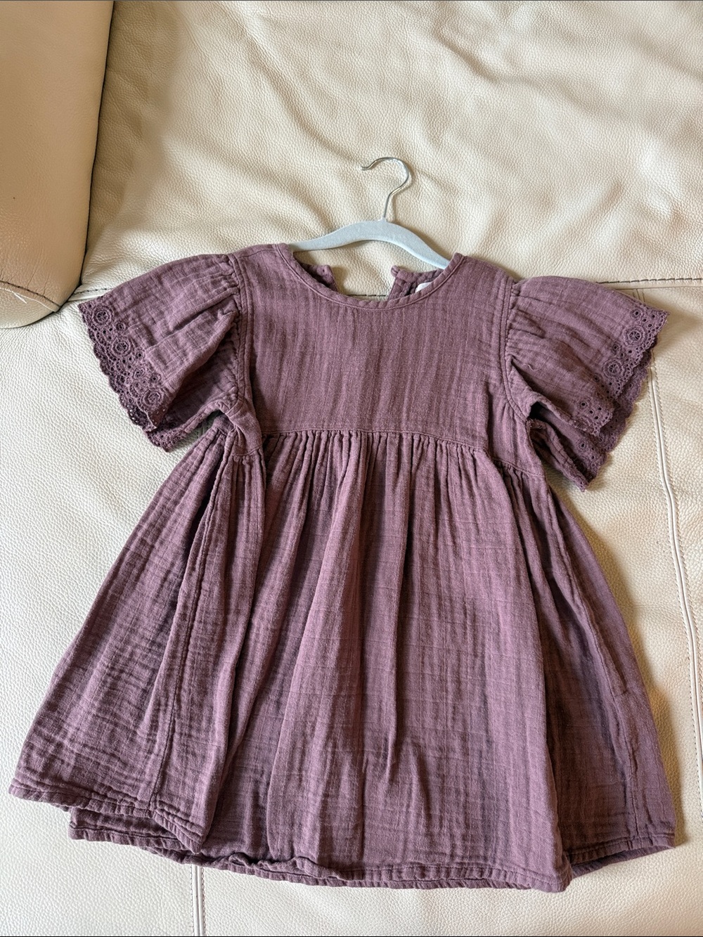 Jamie Kay Mauve Cotton Flutter-Sleeve Dress